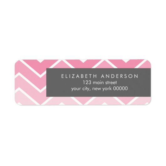 Roze Ombre Zig Zag Chevron Patroon Etiket (Voorkant)