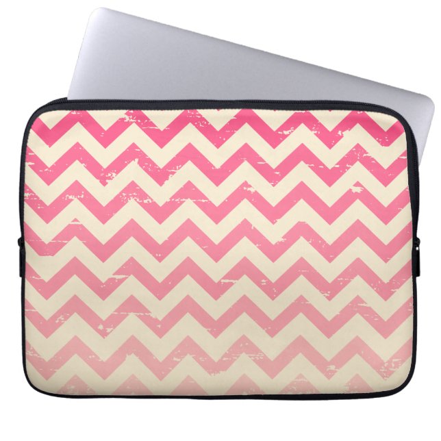 Roze ombre Zigzag Electronics Bag Laptop Sleeve (Voorkant)