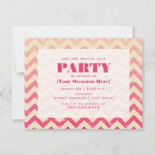 Roze ombre Zigzag Party Invitation Kaart