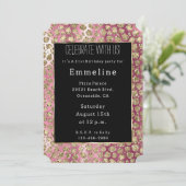 Roze Ombre Zwart Goud Glam Glitter Luipaard Kaart (Staand voorkant)