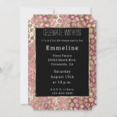 Roze Ombre Zwart Goud Glam Glitter Luipaard Kaart (Voorkant)