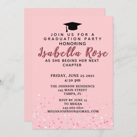 Roze Ombree Afstuderen Kaart (Voorkant / Achterkant)
