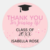 Roze Ombree Afstuderen Ronde Sticker (Voorkant)