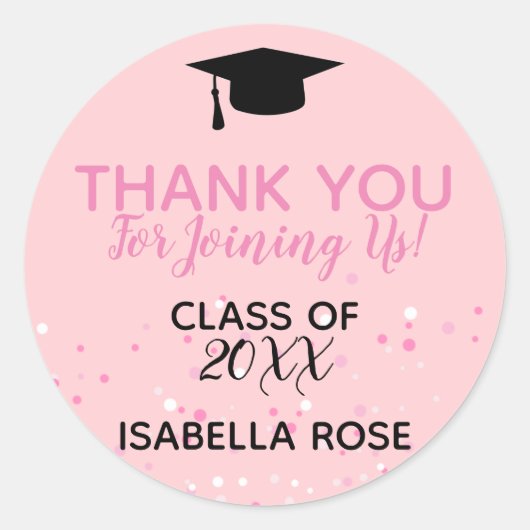 Roze Ombree Afstuderen Ronde Sticker (Voorkant)