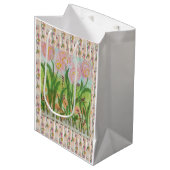 Roze omheinde bloemen medium cadeauzakje (Voorkant Gekanteld)
