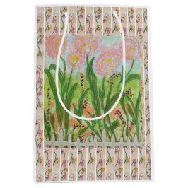 Roze omheinde bloemen medium cadeauzakje