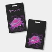 Roze omhulsel van zee badge (Voor- en achterkant)