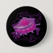 Roze omhulsel van zee ronde button 7,6 cm (Voorkant)