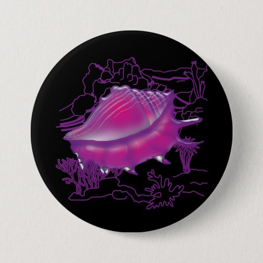 Roze omhulsel van zee ronde button 7,6 cm (Voorkant)