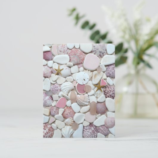 Roze omhulsel zee briefkaart (Staand voorkant)