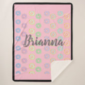 Roze omkeerbare aangepaste naam Donut Sherpa Blank Sherpa Deken (Voorkant)