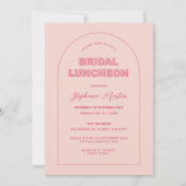 Roze omlijn Veroud Type Bridal Luncheon Uitnodigin Kaart (Voorkant)