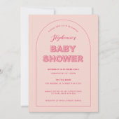 Roze Omlijnd Bruiloft Uitnodigingskaart met Dikke Kaart (Voorkant)