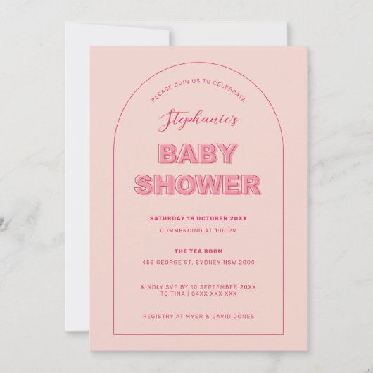 Roze Omlijnd Bruiloft Uitnodigingskaart met Dikke Kaart (Voorkant)