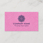 Roze omlijnde linnen met blauw Mandala Visitekaartje (Voorkant)