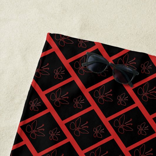 Roze omlijnde vlinder zwart Thunder_Cove Strandlaken (In situ)