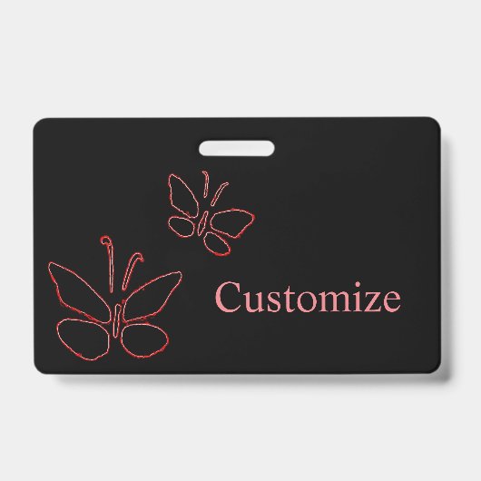 roze omlijning vlinders zwarte Thunder_Cove Badge (Voorzijde)