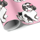 Roze ompapier voor Puppies van Shih Tzu Cadeaupapier (Rol Hoek)