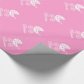 Roze omslagpapier met schattig baby cadeaupapier (Hoek)
