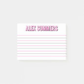 Roze omtrek Zwarte Schaduw Blok Letters Lined Post-it® Notes (Voorkant)
