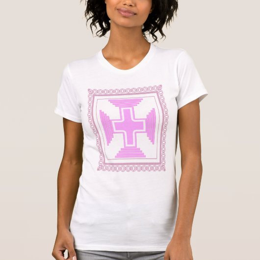 Roze omvormd kruisje t-shirt (Voorkant)