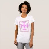 Roze omvormd kruisje t-shirt (Voorkant volledig)