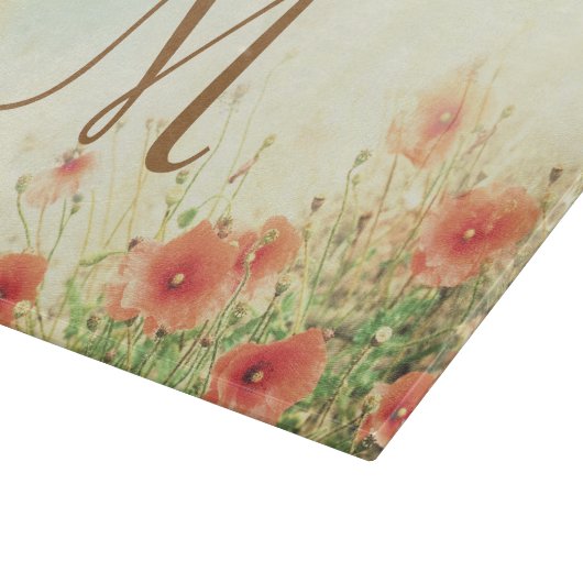 Roze, onbewerkte bloemen monogram glas snijvlak snijplank (Hoek)