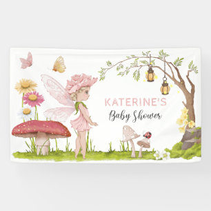Roze, onbuigzaam Baby shower van Fairy Tale Spandoek