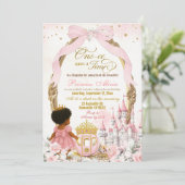 Roze Once Upon a Time Afrikaans meisje 1e verjaard Kaart (Staand voorkant)