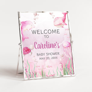 Roze Onder de Zee Baby Shower Welkom Bord Poster