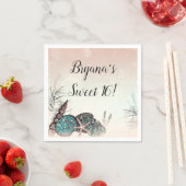 Roze Onder de Zee Schelpen Strand Sweet 16 Feestje Servet (Insitu)