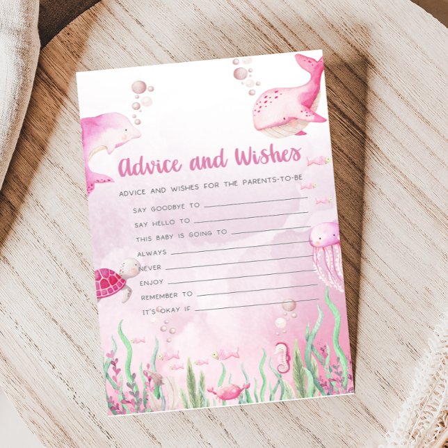 Roze Onder de Zee Shower Advies en Wensen Spel (Under the Sea Baby Shower Game)