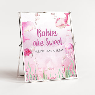 Roze Onder de Zee Shower Baby's zijn Lief Bord Poster