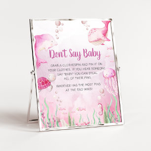 Roze Onder de Zee Shower Zeg geen Baby Bord Poster