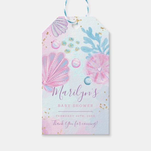 Roze onder het Baby shower Zee Cadeaulabel (Voorkant)
