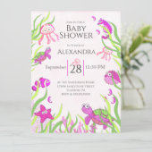 Roze onder het Zee Baby Girl Shower (Staand voorkant)