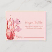 Roze Onder het Zee baby shower Luier Raffle Informatiekaartje (Voorkant)