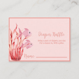 Roze Onder het Zee baby shower Luier Raffle Informatiekaartje
