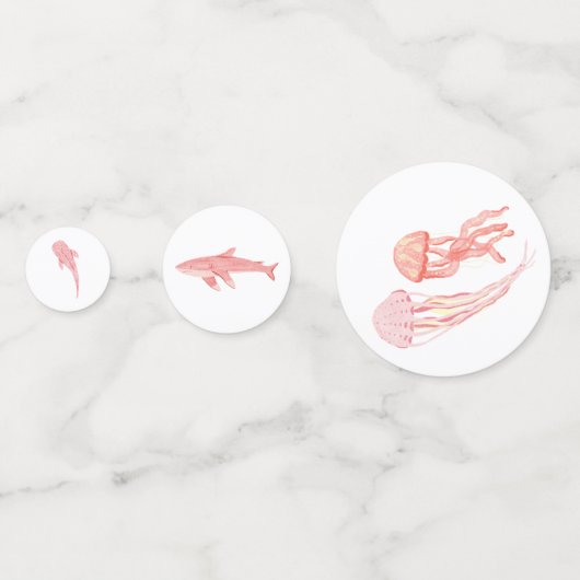 Roze onder het Zee Dieren Confetti (Voorkanten)