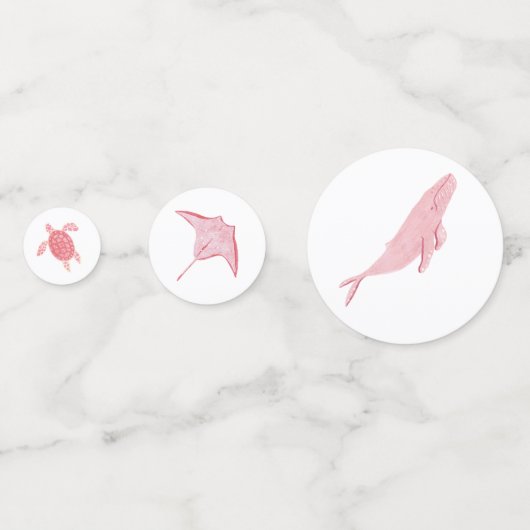 Roze onder het Zee Dieren Confetti (Achterkanten)