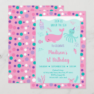 Roze onder het Zee Nautical Whale Birthday Kaart