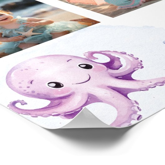 Roze Onder het Zee Verjaardag Foto Milestone Sign Poster (Hoek)