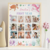 Roze Onder het Zee Verjaardag Foto Milestone Sign Poster