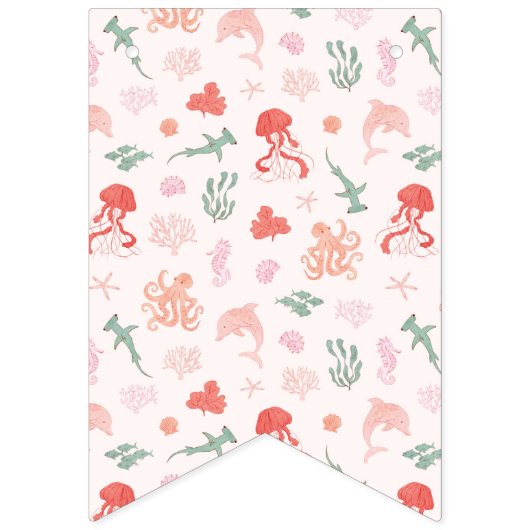 Roze onder het Zee Verjaardagsfeestdecor Vlaggetjes (Eerste vlag)