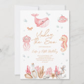 Roze onder het Zee Verjaardagsuitnodiging Kaart (Voorkant)