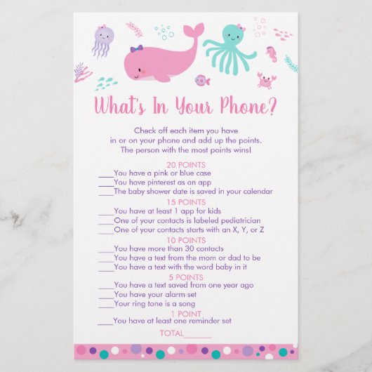 Roze onder het Zee wat in uw telefoonspel is (Voorkant)