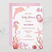 Roze Onder het Zeeen baby shower Kaart (Voorkant / Achterkant)