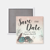 Roze Onder Zee Schelpen Strand Save the Date Sweet Magneet (Voorkant / Achterkant)
