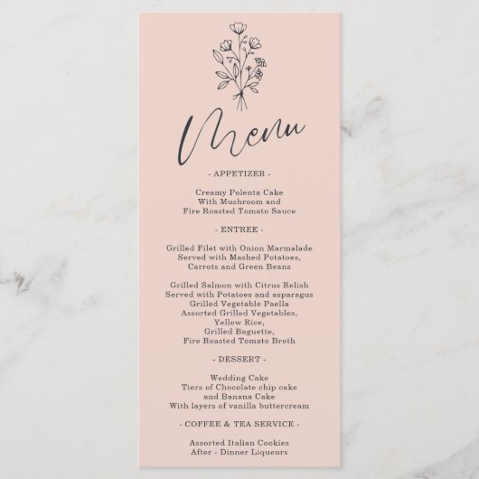 Roze onderbuisje Bohemen Eenvoudige botanische fla Menu (Voorkant)