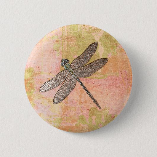 Roze onderdrukkingen Dragonfly Ronde Button 5,7 Cm (Voorkant)